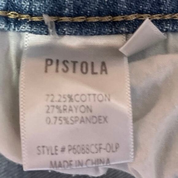 Pistola Blue High Waist Distressed Frayed Raw Hem Bootcut Flared Denim Jeans 28 - Picture 5 of 5